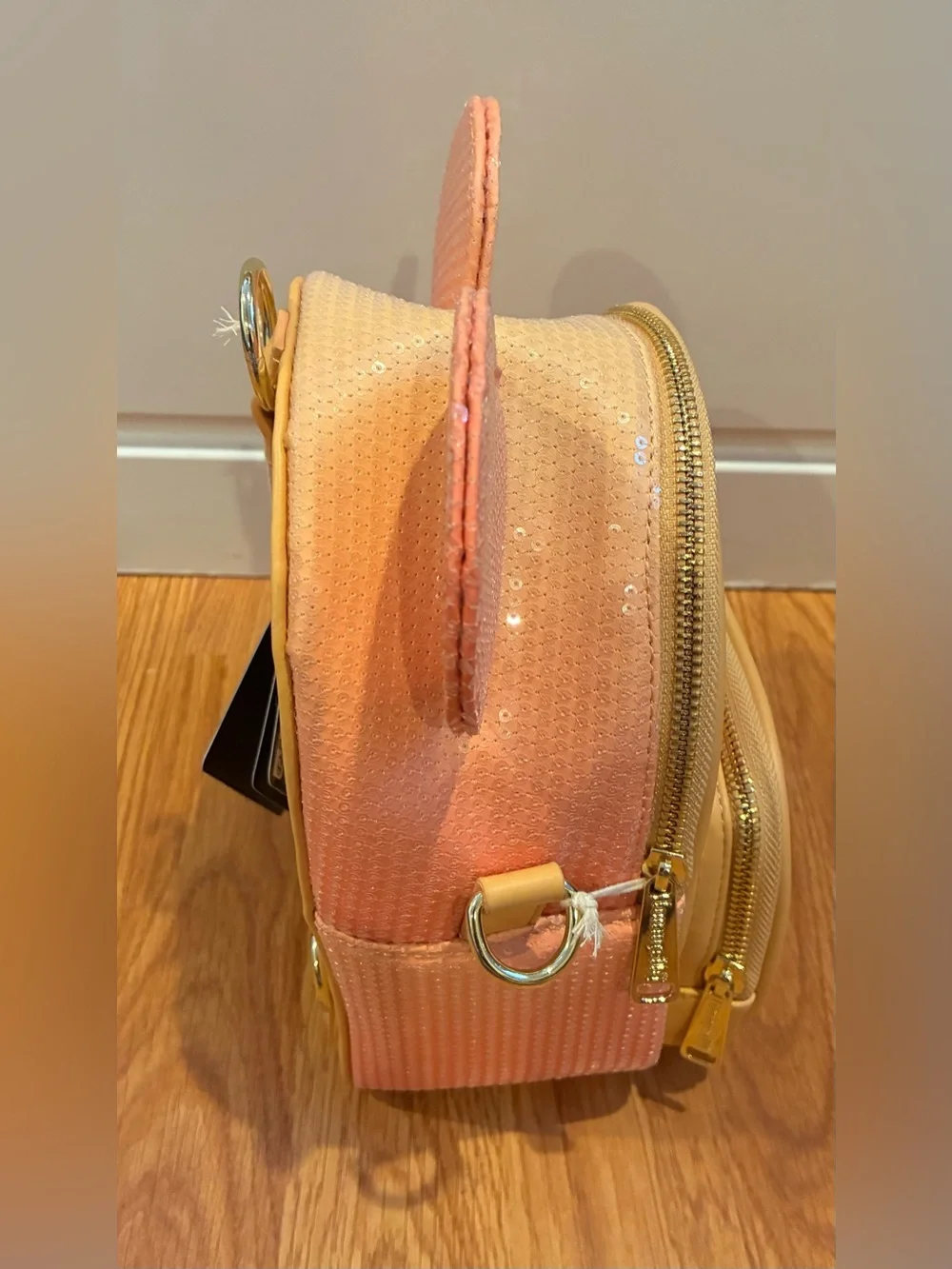 New Mickey Mouse Glitter Sequin Convertible Mini Backpack & Crossbody Bag